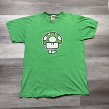 VTG 2004 Nintendo Mario 1UP Mushroom Graphic Print T-Shirt Size Medium USA Made