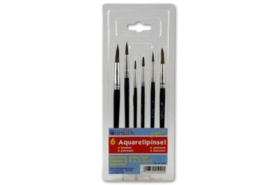 Rheita Aquarell Pinselset 6-tlg Pinsel Haarpinsel Schulpinsel 6 Größen