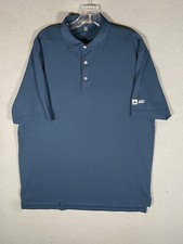 Peter Millar Summer Comfort Mens L Blue Short Sleeve Polo Golf Shirt