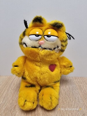 Garfield Plüschtier mit Herz   Vintage 80er Stofftier Dakin Cartoon ca 18cm 