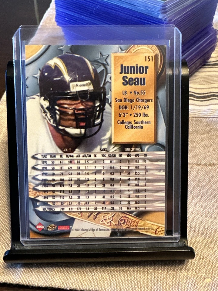 1998 Collector's Edge Supreme Season Review - Gold Ingot #151 Junior Seau - Image 2 of 2