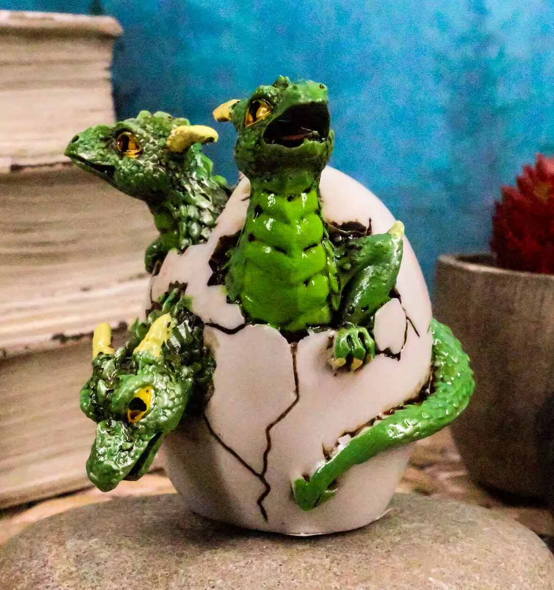 Jurassic Green Hydra Three Headed Dragon Baby Egg Hatchling