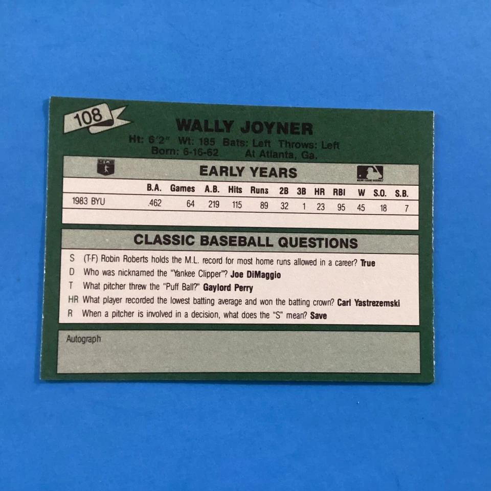 1987 Classic Update Wally Joyner #108 - Image 3 of 3