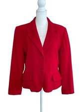 Harve Benard Wool Blend Red Lined 3 Button Blazer Sz 10