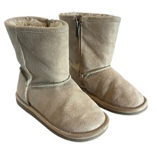 Lil Comfy Cupcake Couture 10 Tan Faux Suede  Lined Zipper Boots Warm Winter