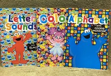 Sesame Street Learning Book 3 Pack - Alphabet, Letters  Sounds, Colors - New 