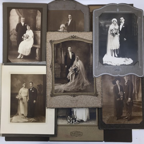 Lot of 10 Antique Large Cabinet Card / Photographs; Bride & Groom Wedding Photos