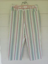 Vintage French Dressing Capri Size 6 Textured Stripe Pattern No Back Pockets