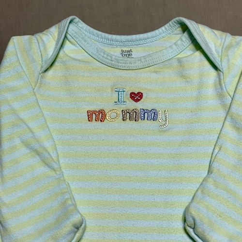 I Love Mommy 3 Month Baby Newborn Gown Mitten Cuffs Infant Sleeper Open Bottom - Picture 3 of 11