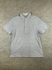 Criquet Polo Shirt Mens L Blue Slim Fit Organic Cotton Pocket Made in Peru