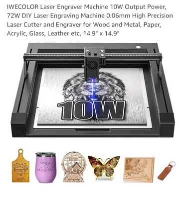 IWECOLOR Laser Engraver Machine 10W Output Power 60W DIY Laser Engraving Maching