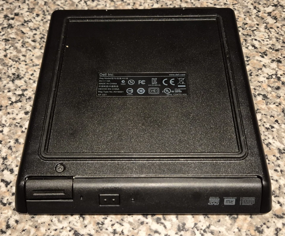 Dell K01B eSATA Laptop External EMedia Bay DVD-RW Slim Optical Drive + Cable - Image 3 of 4