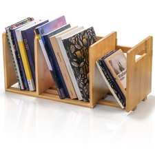 Bamboo Desktop Bookshelf, Expandable Desktop Organizer, Small Display Shelf B...