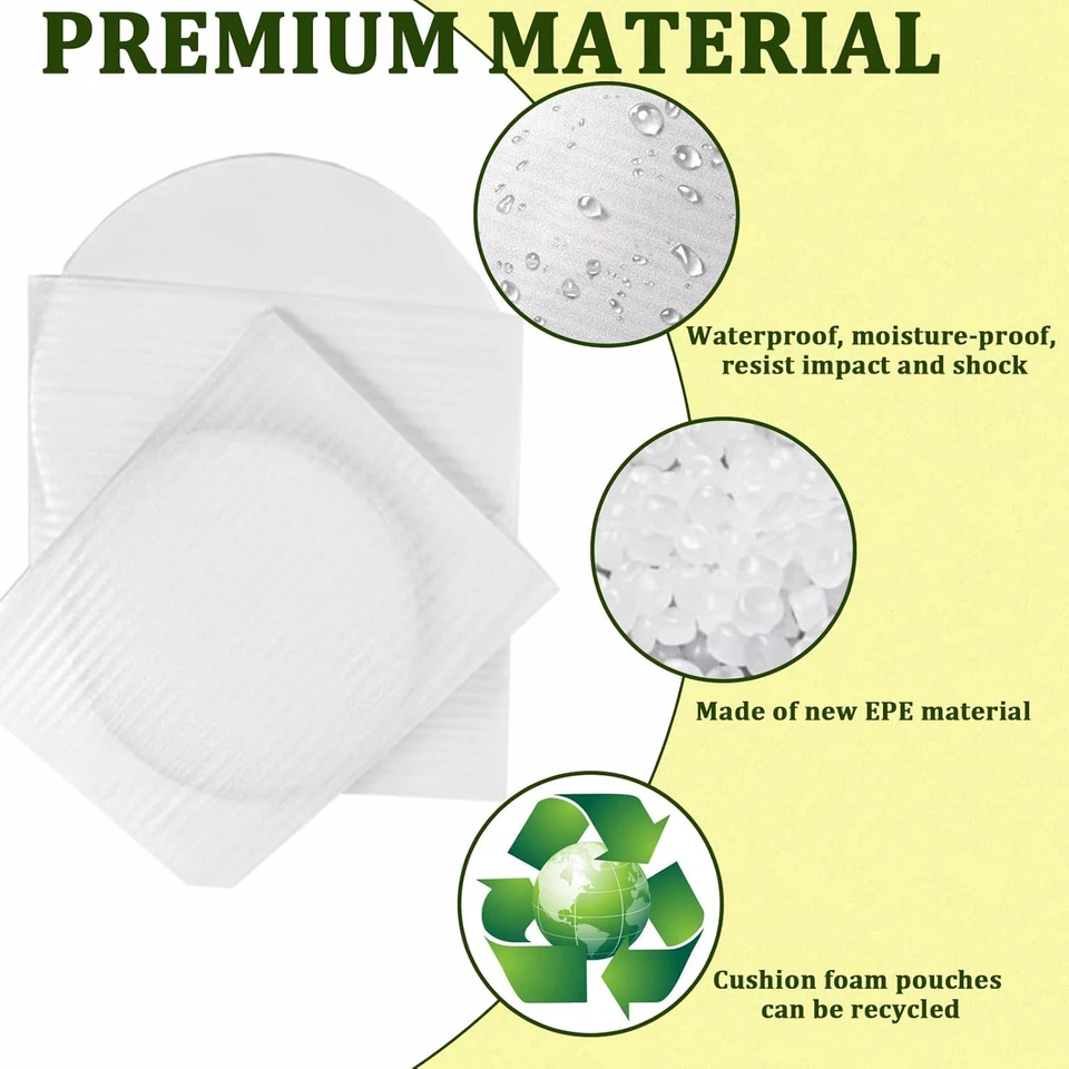 Paquete de 200 bolsas de espuma, 4 tamaños (12X16 pulgadas, 12X12 pulgadas, 8X12 pulgadas, 8X8 pulgadas) Cu Foto 3 de 4