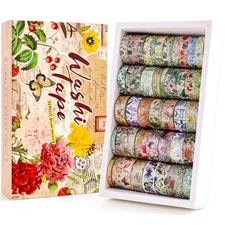 42 Rolls Vintage Washi Tape Set Butterfly Floral Decorative Scrapbook Journaling