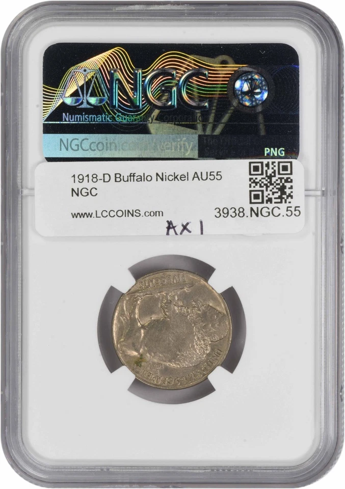 1918-D Buffalo Nickel AU55 NGC - Image 2 of 2