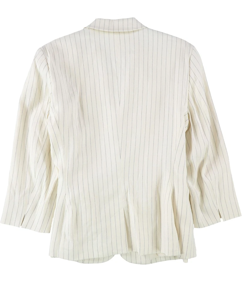 Ralph Lauren 女式细条纹双扣西装外套,白色,6 码 — 第 2/3 张图片