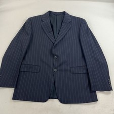 Burberry London Blue Pinstripe Blazer Suit Jacket Size 42 Short Wool Kensington