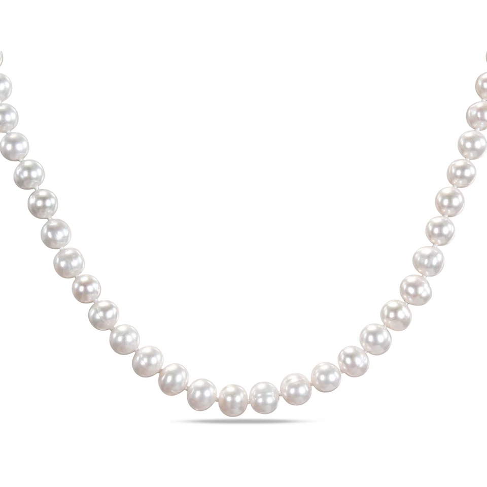 Cierre de plata esterlina Amour 8-9 mm perla cultivada de agua dulce hilo anudado