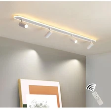 Jaycomey Modern LED Ceiling Light with 4 Spotlights, Dimmable 58W Linear Ceiling