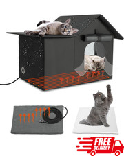Large Heated Outdoor Cat House Weatherproof Insulated Shelter for Pets