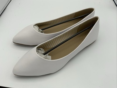 Ollio Women's Shoes Faux Leather Basic Slip On Comfort, White, Size 11