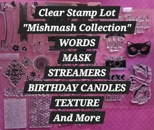 Clear Stamp Lots Words Mishmash Pharses Clear Stamping Set NEW ( PHOTOPOLYMER)