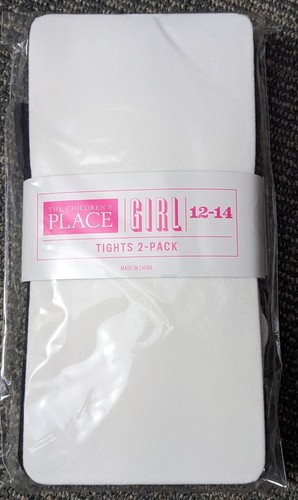 New The Children's Place 2 Pair Tights Black And White Size Girl's 12-14