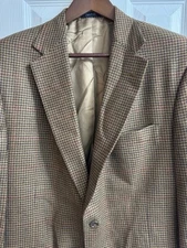 Hart Schaffner Marx Sport Coat Men’s 42R Brown Houndstooth Vintage