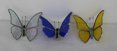 Stained Glass Butterfly Suncatchers Set Of 3 Small Multicolor Window Home Decor
