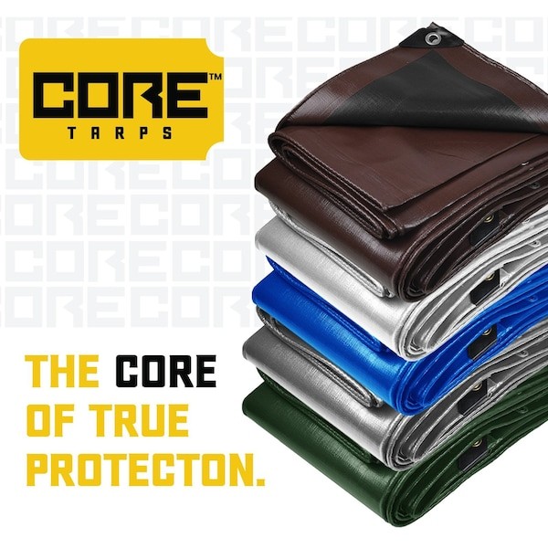 CORE TARPS CT-501-25X40 Heavy Duty Tarp, 40 ft L x 0.5 mm H x 25 ft W, 5 Mil,