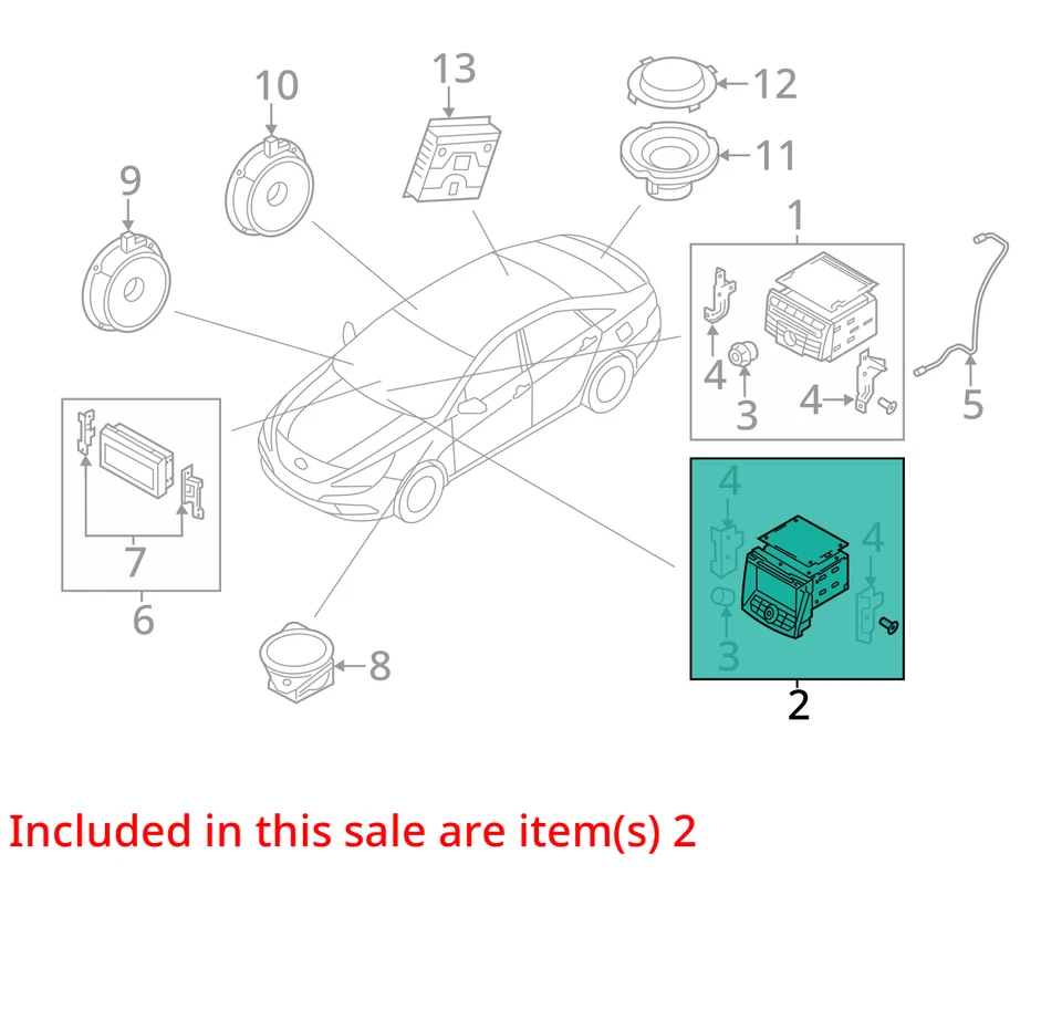 14 Hyundai Sonata Radio Receiver Assembly w/Navigation PN-965603Q4004X OEM - Image 4 of 4