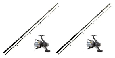 2x Lineaeffe Karpfenset Karpfenrute + Freilaufrolle + Karpfenschnur 3,60m / 3,00