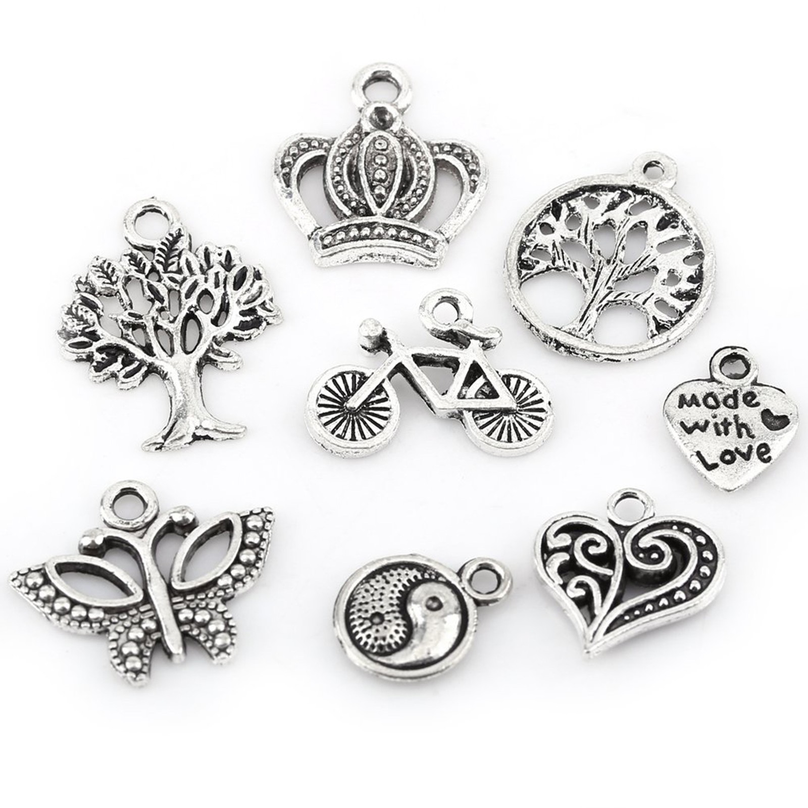 100pcs Tibetan Silver Pendants Unique Design For Craft Making