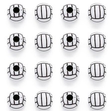 50pcs Silicone Sports Beads - 15mm Acrylic Volleyball Round Loose Beads with