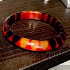 Vintage Tested Bakelite Red Injected Multicolor Dot Bow Tie Bangle Bracelet