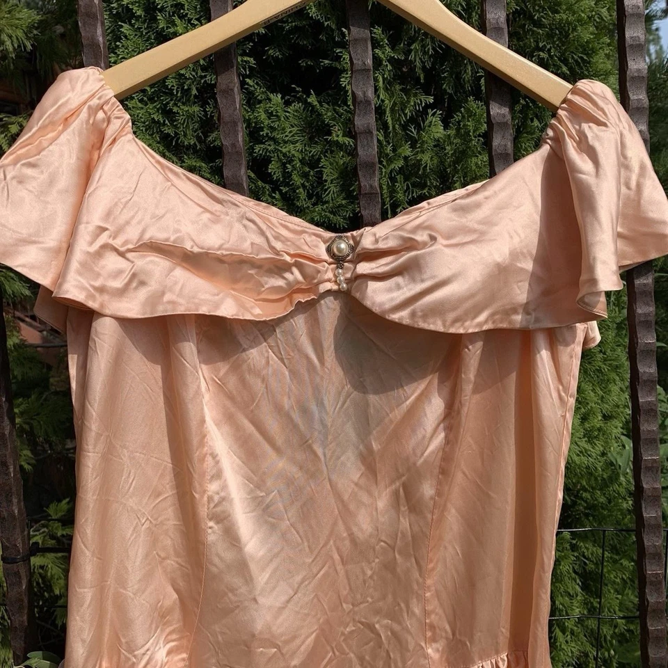 Vestido midi de princesa formal satinado rosa años 80 de colección hecho en Unión en EE. UU. talla 15/16 para mujer Foto 2 de 4