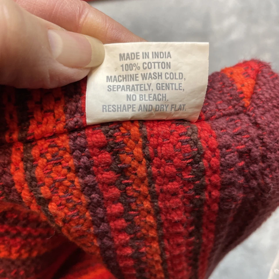 Juego de 4 manteles individuales de caja y barril rústicos de algodón a rayas rojas boho suroeste Foto 3 de 4