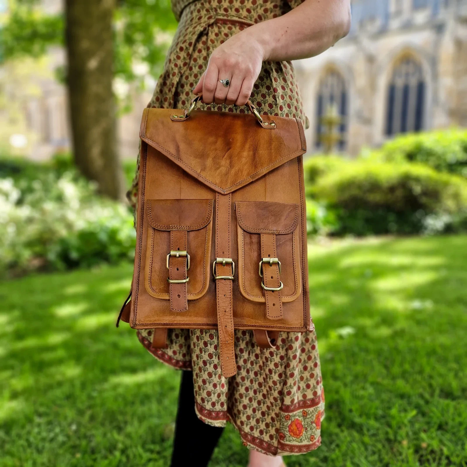 Mens Brown New Bag Leather Backpack Rucksack Travel Vintage Laptop
