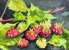 Raspberries Original Oil Painting Still life Impressionism Art Food 6x8 inch