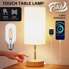 Lampada da Comodino Touch Control Lampada da Tavolo con Porte di Ricarica USB 3 Vie Dimmerabile Nuova
