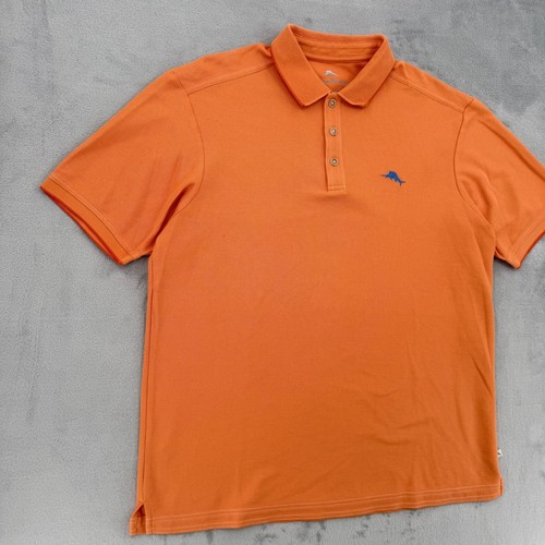 Tommy Bahama orangefarbenes kurzärmliges Poloshirt für Herren Delphin-Logo Größe Large - Bild 9 von 13