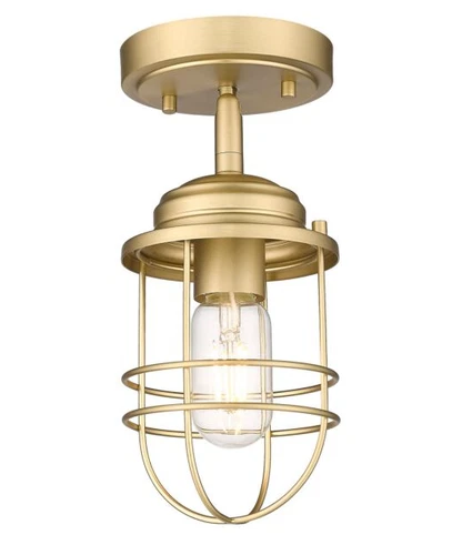 Golden Lighting Seaport BCB One Light Semi Flush Mount Brushed Champagne Bronze - Picture 1 of 5