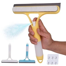 3 Pcs Squeegee for Shower Glass, 3 in 1 Window Scrubber, Spray, Sponge Wipe, ...
