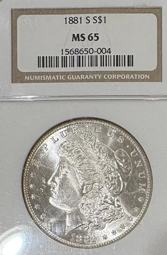 1881 s morgan silver dollar ngc ms65