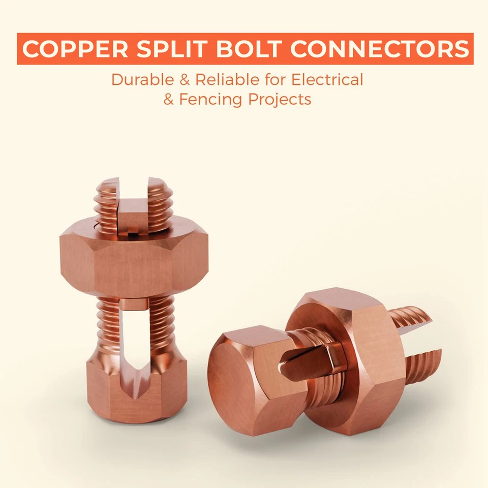 20 Pack High Strength Copper Split Bolt Connectors 4 Gauge to 8 Gauge Solid Wire - Image 3 of 4
