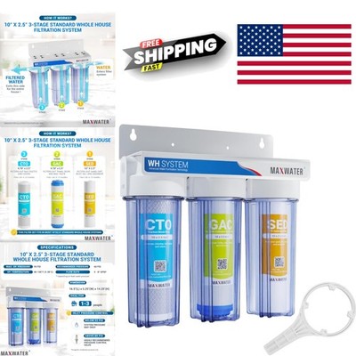 3 Stage Whole House Water Filtration System for City Water with Sediment Filters