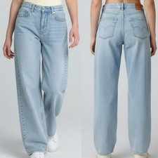 Zara Jeans Womens 2 Light Blue High Rise Baggy Barrel Leg Button Fly Skater