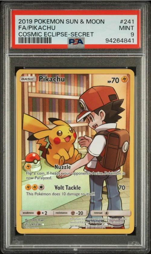 Pokémon Sun & Moon Cosmic Eclipse Secret #241 2019 arte completo Pikachu PSA 9 #24 Foto 3 de 3
