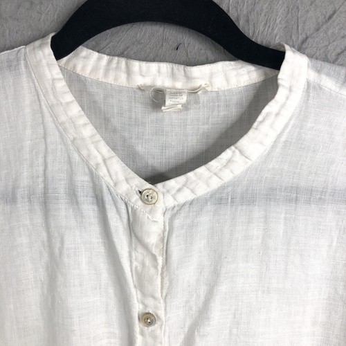 Eileen Fisher Top Womens Large White Linen Lagenlook Boho Beach Minimalist - Picture 2 of 17